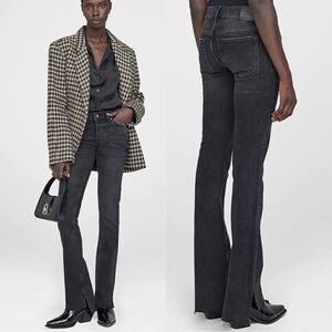 NWT Anine Bing Tristen Skinny Black Jeans Stoned Flare Mid Rise Size 23